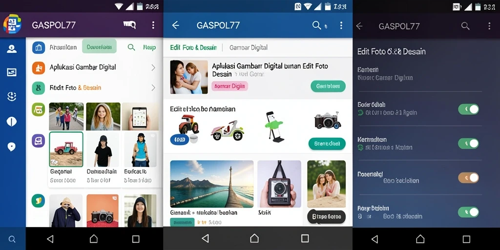 Antarmuka aplikasi GASPOL77 untuk edit gambar yang menarik dan fungsional.