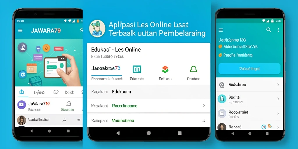 Antarmuka aplikasi JAWARA79 yang interaktif dan menarik untuk Les Online.