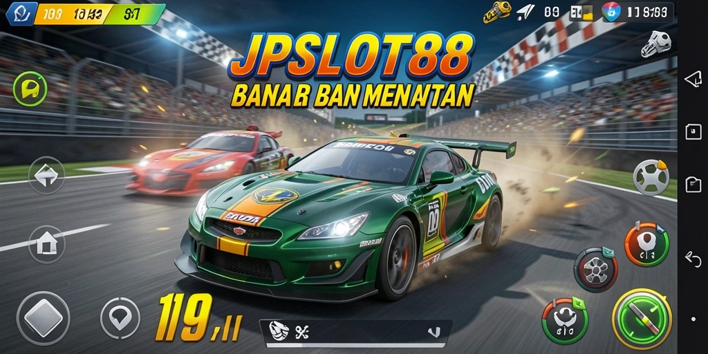 Antarmuka permainan JPSLOT88 yang menarik dan intuitif untuk Balap Mobil.