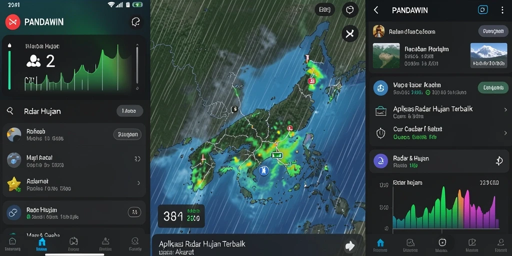 Antarmuka aplikasi PANDAWIN menunjukkan informasi radar hujan yang akurat.